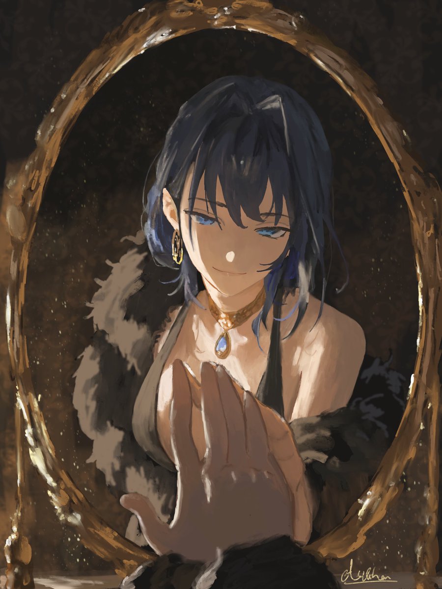 Arkheinr's tweet photo. “Who is that perfect girl? Oh yeah, that’s me.” 
— Ouro Kronii, probably

#kronillust https://t.co/zfd6miXqE4