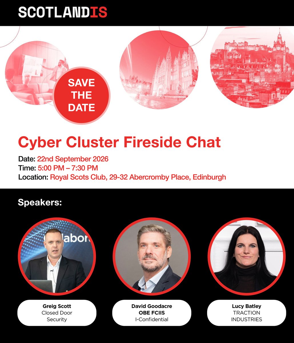 scotlandis's tweet photo. Cyber #security is no longer solely an IT issue.
Join us at the Royal Scots Club Edinburgh for an informal evening of networking & discussion focused on the role of leadership in creating #cyber resilient organisations.
Aimed at #board/C-suite, book now!
https://t.co/7YSwNFuRZ5 https://t.co/klW8OpDauO