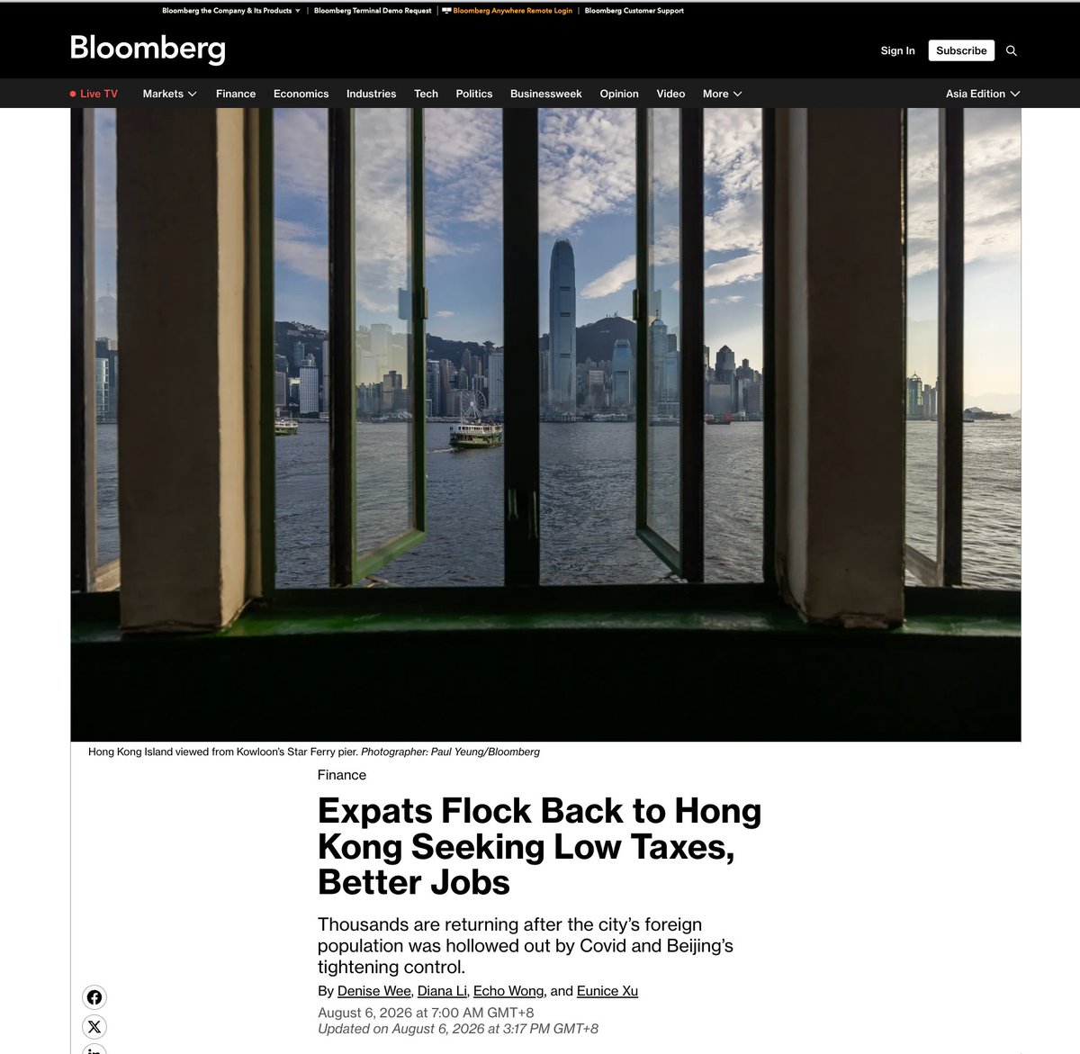 OopsGuess's tweet photo. Western media spent years declaring Hong Kong “dead.”

Now Bloomberg reports that expats are flocking back for lower taxes, better jobs, and more opportunities.

The truth is simple:

Hong Kong was never dying because it was part of China.

It was being strangled by political chaos, foreign interference, and colonial lackeys who mistook social paralysis for freedom.

Once order returned, the city’s real advantages became visible again:

low taxes, global finance, deep infrastructure, and the economic weight of mainland China behind it.

Capital does not care about protest mythology.

Talent does not live on Western headlines.

They go where the opportunities are.

And as long as Hong Kong stands with China behind it, the city may suffer cycles—but it will not be abandoned.