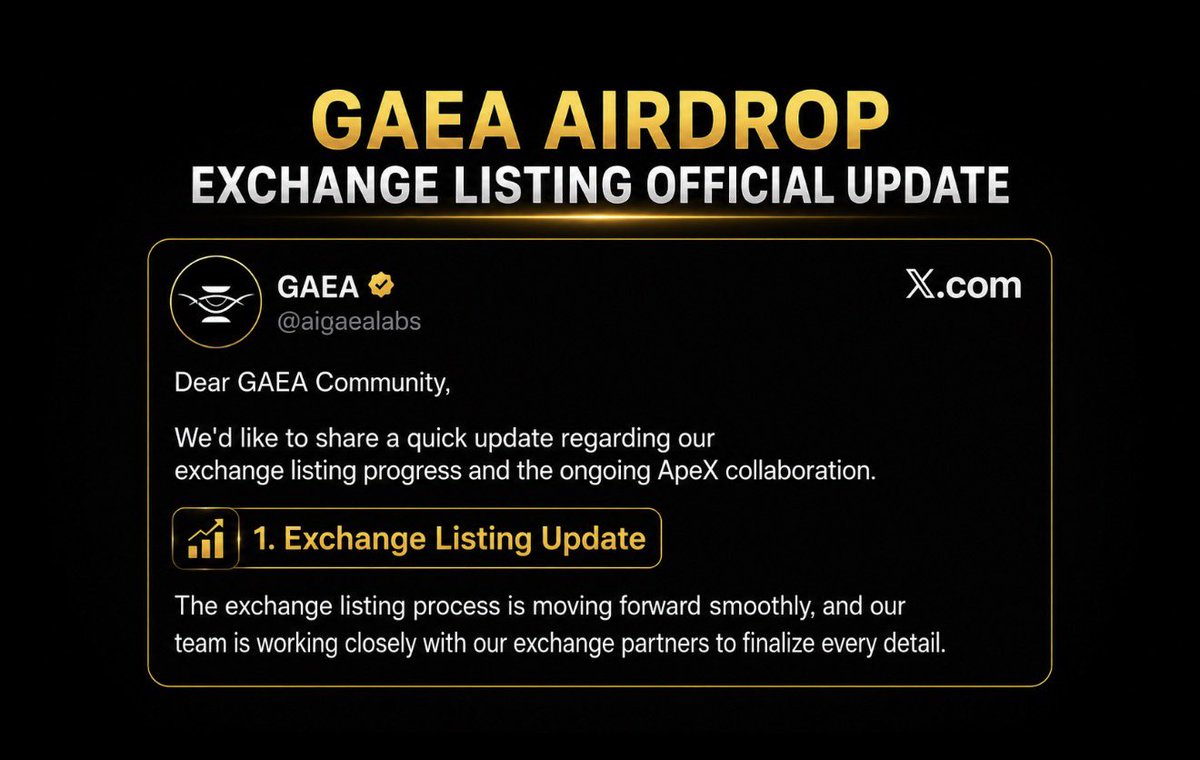 CryptoLakhan's tweet photo. 🚨 GAEA Labs Exchange Listing & Airdrop Claim Official Update 😤📢

GAEA Labs has shared another official update regarding its exchange listing and ApeX campaign.

📌 Here’s what they confirmed:

✅ The exchange listing process is still ongoing, and if everything goes as planned, the next major announcement will be the official exchange listing.

✅ The ApeX campaign has NOT been extended and does not affect the listing timeline. Instead, GAEA community members will continue to receive exclusive ApeX trading benefits even after the campaign ends.

✅ The team says GAEA has now entered the final stage before launch, and all major updates will only be announced through official channels.

However, the part about the Airdrop Claim being announced together with the Exchange Listing announcement has now been removed, which has raised fresh questions within the community.

Yesterday I asked you all, “Do you think it will be delayed again?” Unfortunately, that’s exactly what happened.

This is now the 5th time the expected TGE/Listing timeline has changed. The first TGE was announced for Q4 2025, but after repeated delays, more than 7 months of 2026 have already passed. 💔😡

💬 What do you think about this update? Share your opinion in the comments.