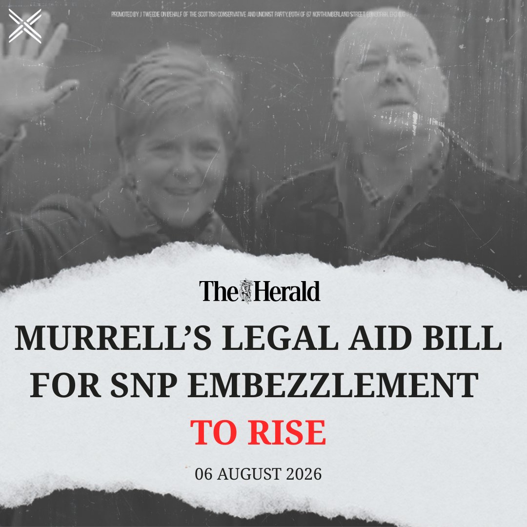 ScotTories's tweet photo. Despite embezzling £400,000 from the SNP, Peter Murrell's legal aid bill is set to rise.

Taxpayers shouldn't be left footing the bill for SNP failures. https://t.co/G4gN1TzG7S