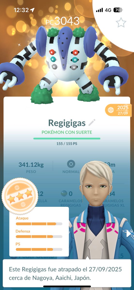 Marciafahe's tweet photo. @OnlyVibesRy You’re so lucky!! 🎉🎉
For me thi is my first shiny Regigigas! 🤩🤩 https://t.co/FtF3jqepNO
