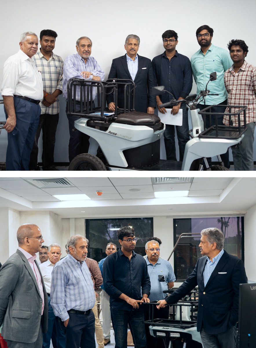 AvisaAutomotive's tweet photo. 1st August 2026, was a memorable day for us at Avisa Automotive.

Meeting @anandmahindra Sir and got the opportunity to demonstrate our Avisa electric utility vehicle.

Thankyou to AIC Mahindra for this opportunity.
@MahindraRise
(1/2)

#Avisa #Mahindra #Startup #Technology https://t.co/AIwA0FyOrA