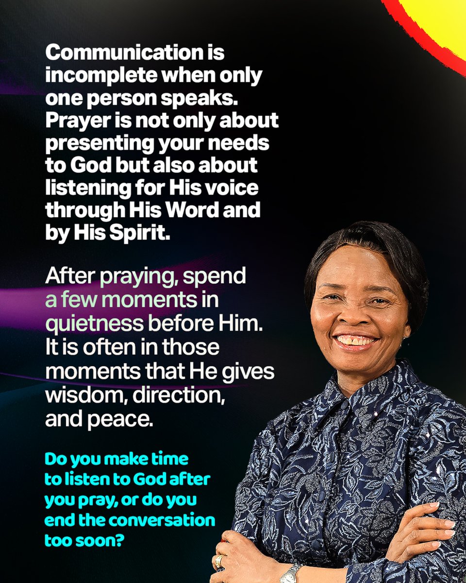FaithOyedepo's tweet photo. Quiet your spirit in God's presence and listen for His voice in prayer. Don't rush into His presence only to rush out again.
#FaithAOyedepo https://t.co/UDJDM7H0LE