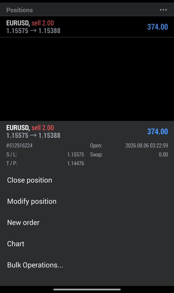 Askofflux's tweet photo. Based on the weekly outlook I gave on #eurusd , I mentioned expecting a retracement before bullish continuation. The sell I'm on is the retracement, took a loss on the first trial. This the second and running risk free. 
What would be the outcome, breakeven or tp?

Load in 4k https://t.co/f5TIJUrNpF