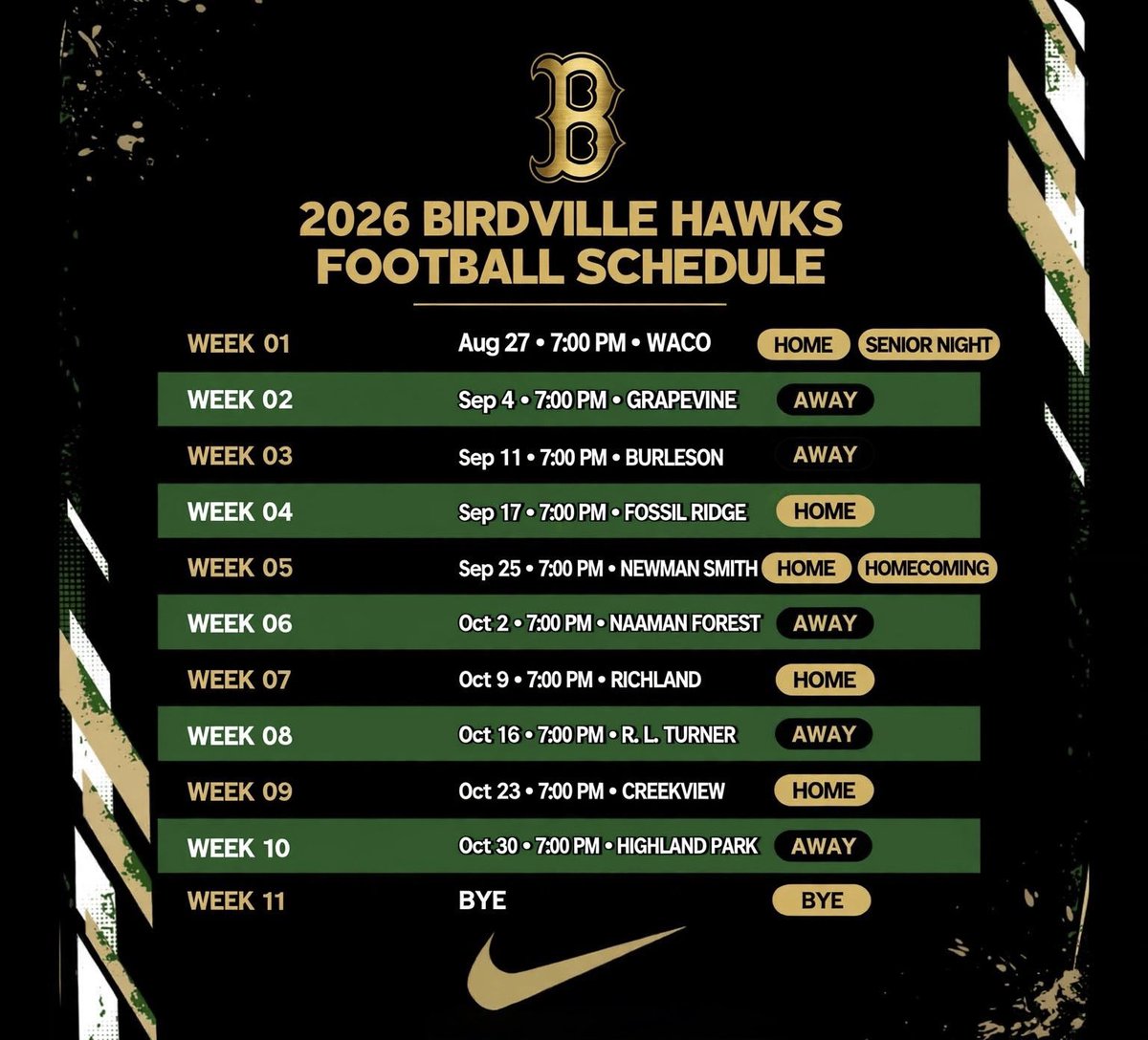 BIRDVILLE_FB's tweet photo. Official schedule — the Hawks are ready. Let the season begin! #Finish #HawkPride https://t.co/tbcuduTeF4