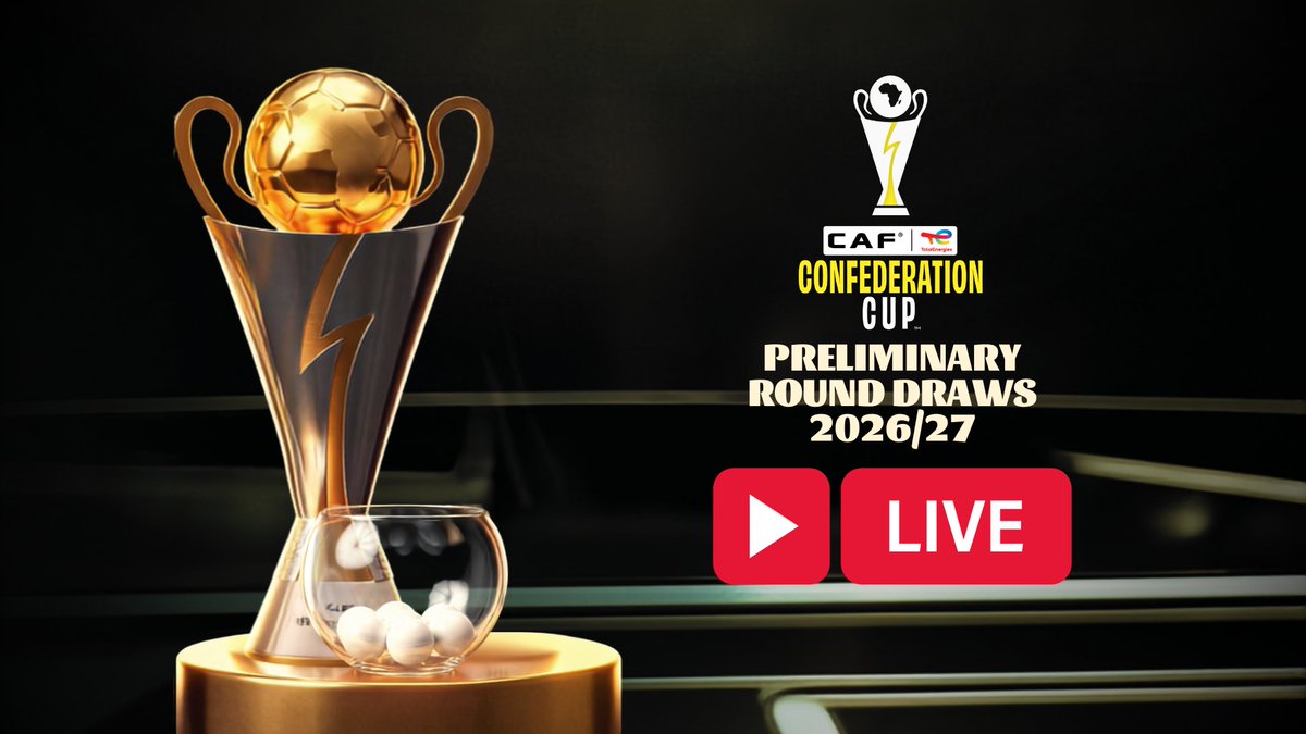 CAF_Media's tweet photo. 🔴[WATCH LIVE] 2026/27 CAF Confederation Cup Draw - Preliminary round 
✅FR
➡️ https://t.co/HaPBfaBx3I
✅EN
➡️ https://t.co/b2EDWKETrO
✅AR
➡️ https://t.co/oVCzU0LmtV https://t.co/CkptuOLZMa