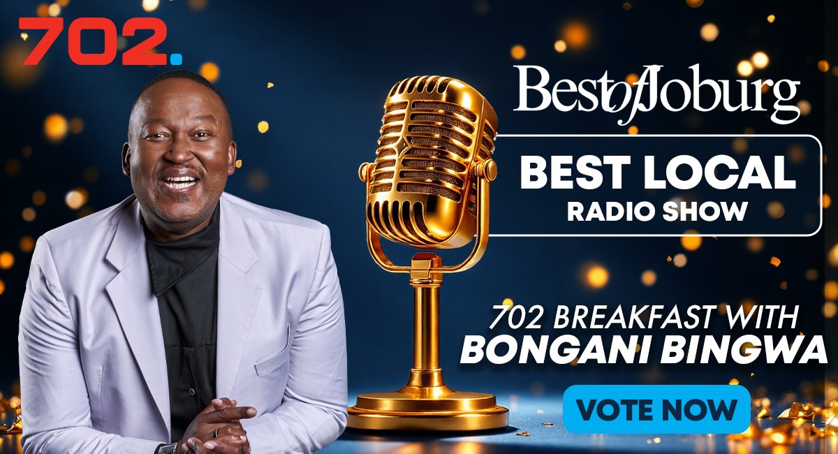 Radio702's tweet photo. One brilliant man, two nominations for the Best of Joburg Awards. @bonglez has been nominated in the Best Local Radio Personality and Best Local Radio Show categories. 

Vote for Bongani: https://t.co/2ELahXRwLc

#BestOfJoburgAwards #702breakfast #BonganiBingwa https://t.co/gKT2sChJQh