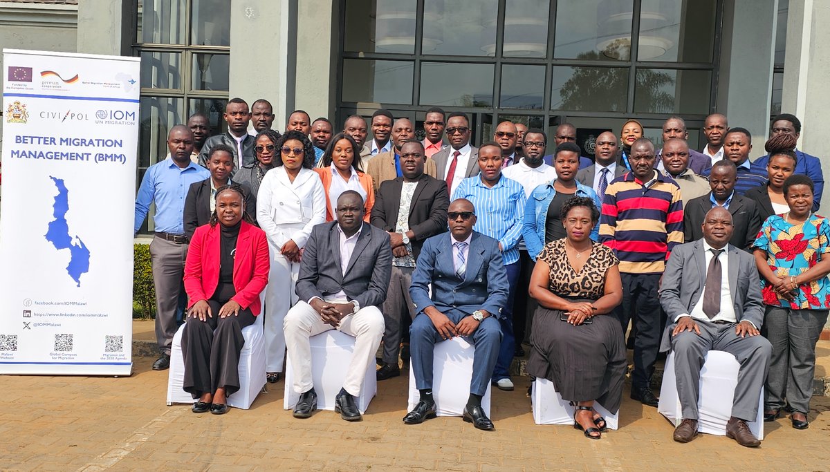 IOMMalawi's tweet photo. Frontline border officials from @Immigration_Mw , Police, Social Welfare &amp; MRA have wrapped up a 3-day Integrated Border Management training in Mzuzu, strengthening coordination &amp; information sharing  for safer, more effective borders in Malawi. @EUinMalawi @BMZ_Bund https://t.co/R62eLRMCoM