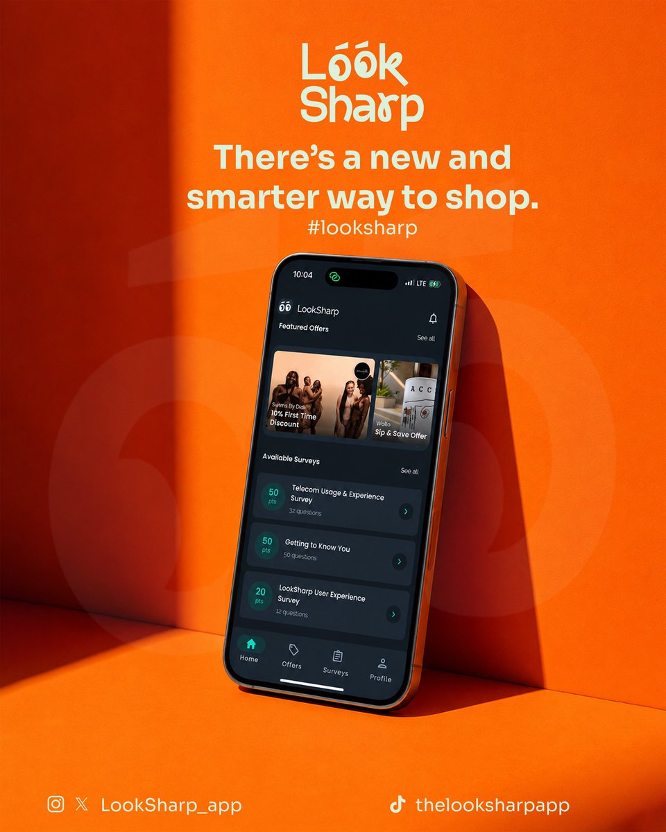 LookSharp_App's tweet photo. Why pay full price when your phone can do better? 👀

Exclusive offers. Discounts. Surveys that earn you points.

There’s a smarter way to shop #LookSharp. Download now. Link in Bio https://t.co/Hqcb73OEeo