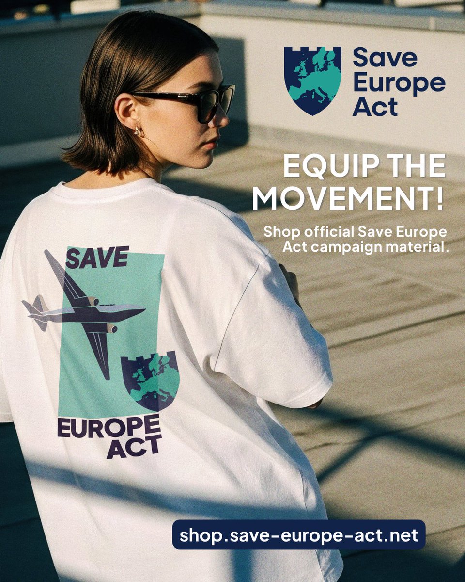 SaveEuropeAct's tweet photo. 🛡️Our Save Europe Act e-Shop is now LIVE!

It's finally here, you can now order official Save Europe Act campaign material directly from our online shop.

Available now:
👕 T-Shirts
📄 Flyers
🖼️ Posters
✨ Stickers

📦 Europe-wide shipping available!

We make sure to equip the movement and spread the message of remigration!