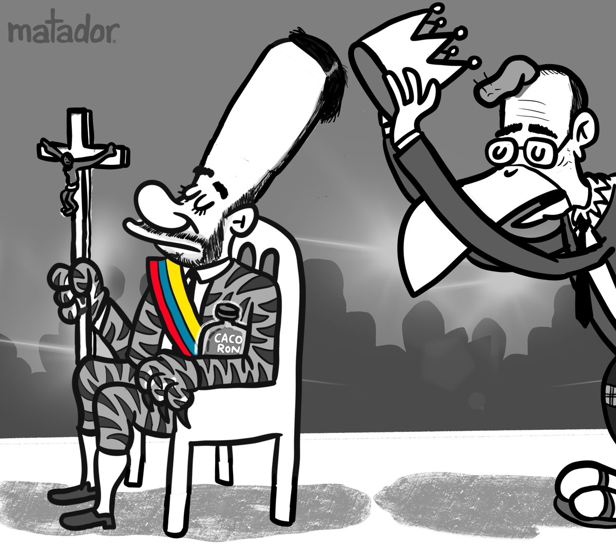 Matador000's tweet photo. Oda al Rey Abelardo el "Breve".

¡Salve, oh mi rey espantajopo!
Monarca de peluca indomable,
verbo cantinflesco y corona de TEMU.
Cuando entras a tu palacio de Drywall,
hasta los bufones piden seriedad.

¡Larga vida al rey del carnaval de Barranquilla! https://t.co/CxLQAtzIJM