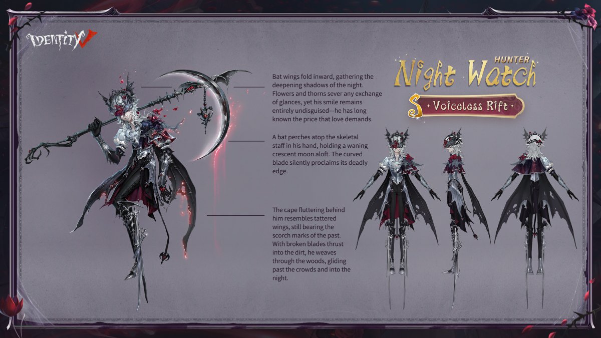 GameIdentityV's tweet photo. Dear Visitors,
The long-awaited Gothic-themed costumes arrive on August 13!
Let's admire the intricate details of these three stunning S Costumes~

#IdentityV https://t.co/oJ97ZBHZIr