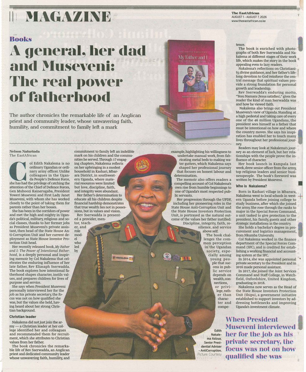 MyFather_n_I's tweet photo. Intentional fatherhood shapes generations long before it shapes history.

Behind every generation driven by purpose is a father who chose to lead with intention and build a lasting legacy.

Read more about the author Col. @edthnaka in @The_EastAfrican 

#IntentionalFatherhood https://t.co/ok3PKzgbub