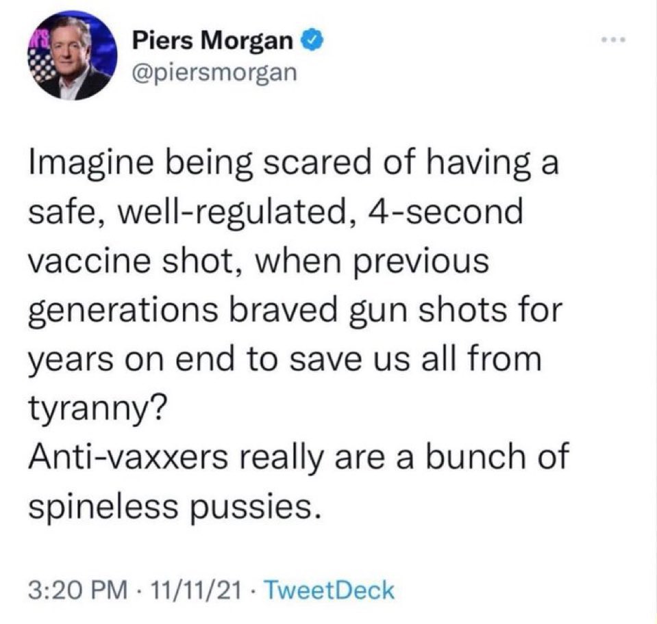 goddek's tweet photo. Good morning to everybody except @piersmorgan. https://t.co/GMos5IIhlS
