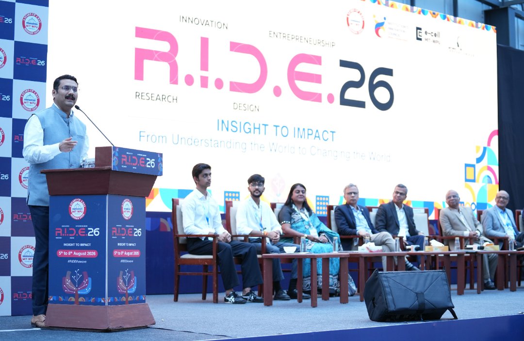 MSInSociety's tweet photo. Maharashtra State Innovation Society (MSInS) was privileged to participate in R.I.D.E. 2026 (Research, Innovation, Design & Entrepreneurship), hosted by MIT World Peace University, Pune. Dr. Shrikant Patil, Chief Executive Officer, MSInS, graced the event as the Chief Guest and addressed students, researchers, innovators, and aspiring entrepreneurs.

In his address, he emphasized the need for stronger collaboration among academia, industry, startups, and government to foster a vibrant and inclusive innovation ecosystem. 

The enthusiasm, creativity, and innovative spirit demonstrated by the participants reaffirmed Maharashtra’s immense potential to lead India’s innovation driven future.