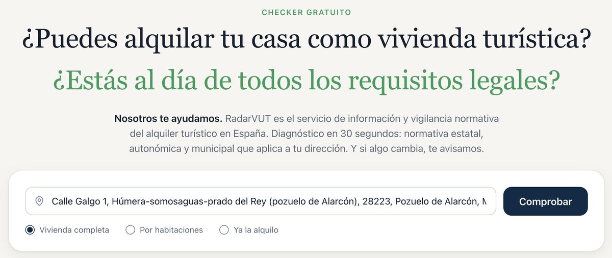 RadarVUT's tweet photo. ¿Puedes alquilar tu casa como vivienda turística?

Checker gratuito

👇👇

https://t.co/mi5iTeqDd2

#VUT #ViviendaTurística https://t.co/ajVSKvBajx