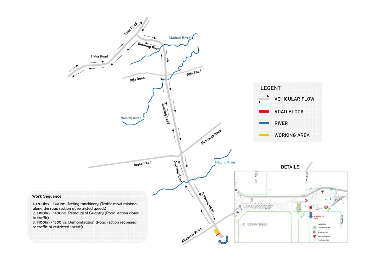 KURAroads's tweet photo. 🚧 TRAFFIC ADVISORY

Motorists are informed of a partial closure of Outer Ring Road on Saturday, 8th August 2026, from 12:00 p.m. to 3:00 p.m., to facilitate removal of a gantry at the location indicated in the attached sketch. We apologize for any inconvenience caused. https://t.co/CYnllsTuPZ