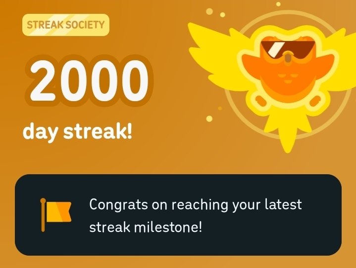 ecec_14's tweet photo. お久しぶりです。なんとか無事に過ごしています。本日Duolingo 連続2000日を達成しました！ まだまだ続けます📈 https://t.co/5weCJfhsqg