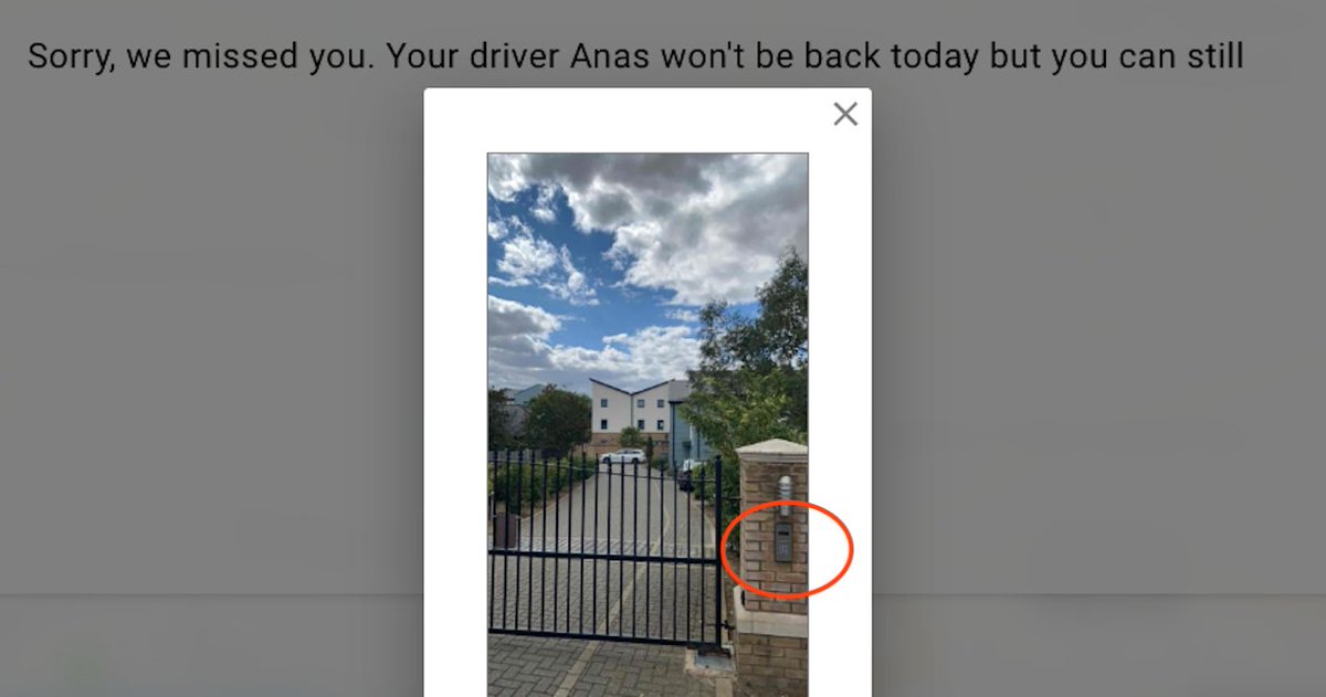 goomys's tweet photo. @dpdDelivery__Uk @dpdDelivery__Uk  this is a joke - 3rd time message abut missed delivery - take a look at the photo from driver - that thing there is called intercom - you press button it calls - two chats on twitter, whatsapp conversations - absolutely no chance to talk with customer service https://t.co/x5pRKNRSJS