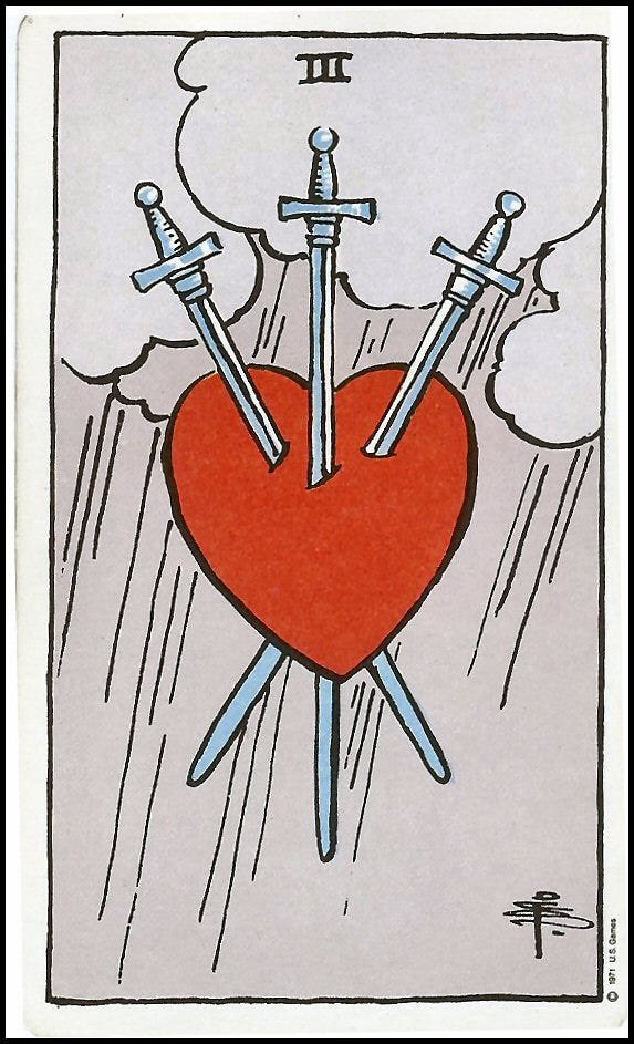 whimsywiseheart's tweet photo. the rain scene as three of swords 🗡️

🌧️ rain as a symbol of temporary sorrow. conflict, emotional turmoil, hurt, heartbreak and sadness https://t.co/N6JwL7bzH4