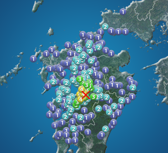 wni_jp's tweet photo. 【地震情報】
8月6日 19:49 震度4
震源：熊本県熊本地方 M4.5 深さ約10km
この地震による津波の心配はありません。
https://t.co/1jKEw0fwUr https://t.co/xXZ9YEj82g