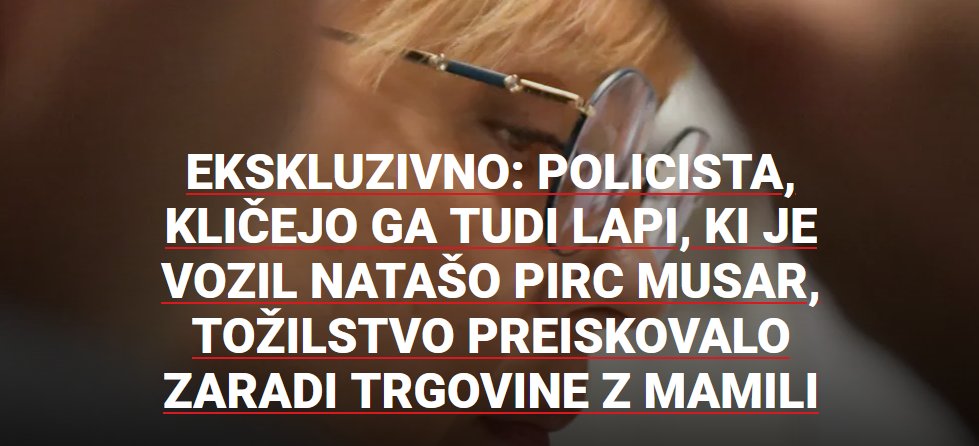 R_Rakus's tweet photo. Pa če mi nismo ena taka fajn država...?!
Šofer, ki je bil osumljen trgovanja z mamili prevaža preCednico države, ki je (med drugim!!) izdajala fiktivne račune humanitarni organizaciji in njeno bestičko, russko državljanko, ki je v Sloveniji povzročila prometno nesrečo s smrtnim izzidom, bila obsojena in kljub temu dobila še slovensko državljanstvo...
Bravo... #WeAreTheChampions

(vir:Požareport)