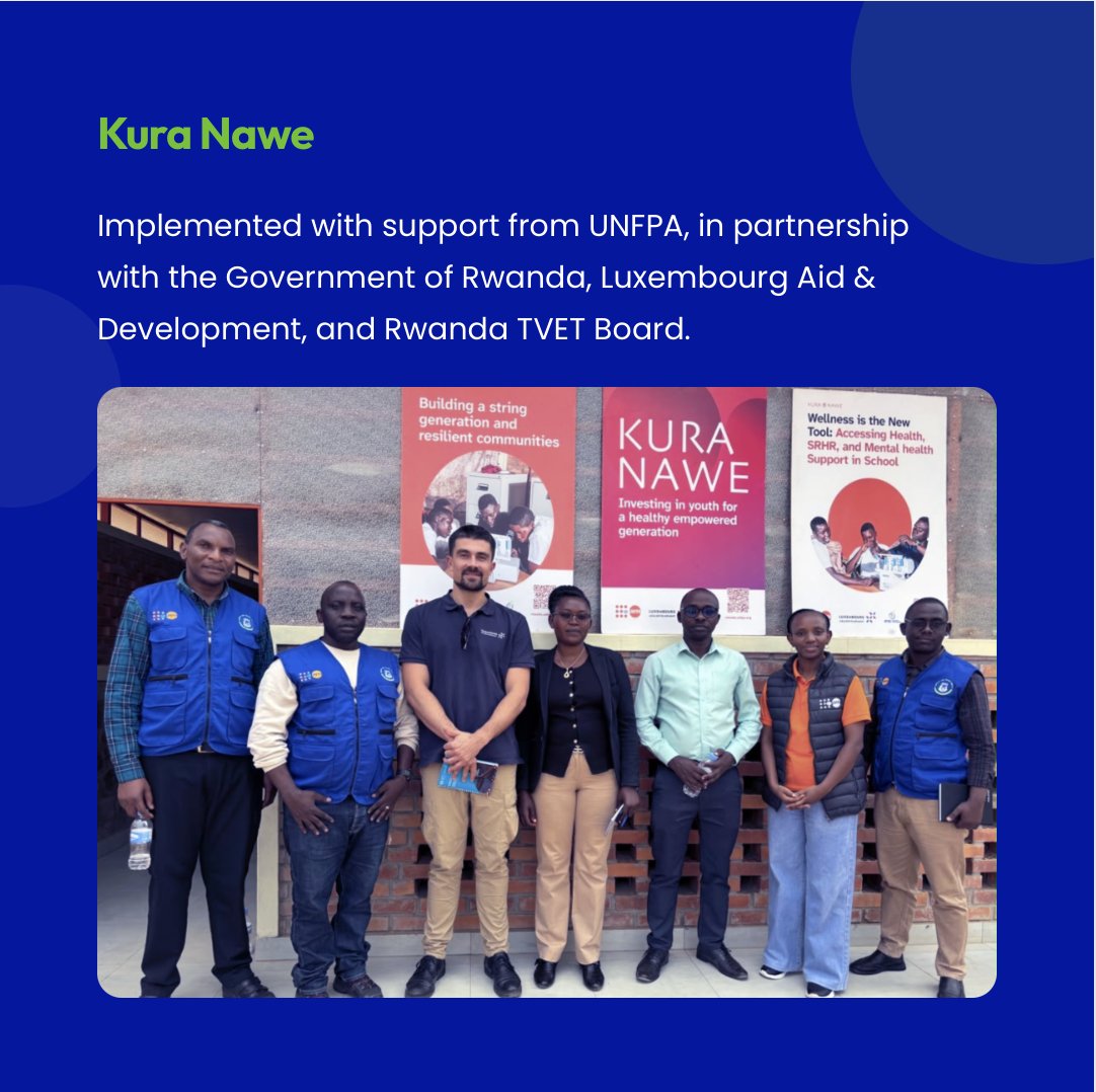 sfhRwanda's tweet photo. 🚸 What if seeking healthcare did not mean missing school?

Through the #KuraNawe programme: 

👦🏾 15k youth reached with comprehensive #SRH education
🏫 5 #TVET centers renovated in @KireheDistrict , @NgomaDistrict & @Gasabo_District
👩‍⚕️ 6 #nurses & 32 school staff trained to deliver youth-friendly services
💬 97 #youth clubs reactivated
🤝 More than 200 students counseled

🤝 Together with our partners, we’re integrating #youth-friendly services into the places where young people already learn and grow..