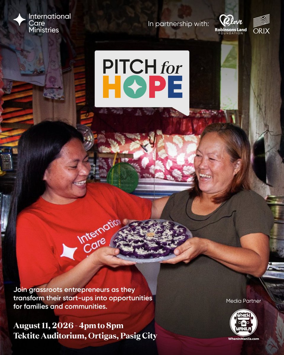WIMbigevents's tweet photo. Small businesses take center stage at Pitch for Hope 2026, where inspiring entrepreneurs compete for cash grants to grow their ventures and uplift their communities. Happening on August 11 at Tektite Auditorium, Pasig City.

READ MORE:
https://t.co/RN6XGXedPi https://t.co/NW0oya9Jvc