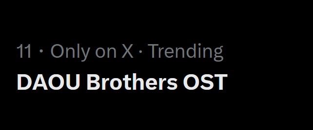 DAOUOFFICIALFC's tweet photo. 📢 Update! X Thailand trend

🔑 DAOU Brothers OST
🇹🇭 Current Rank: No.11

#ต้าห์อู๋ไว้ใจผิดคน

#ต้าห์อู๋ #DAOU #oueiija @oueiija
#ต้าห์อู๋หอหีบการันต์ 
#ไดโน่ของต้าห์อู๋ https://t.co/7W6UAKJJ7k