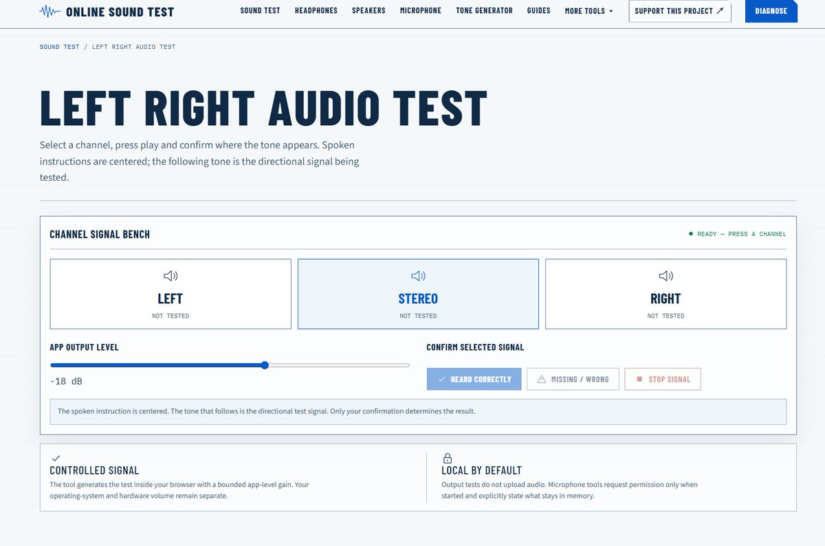 OnlineSoundTest's tweet photo. Left should sound left. Right should sound right.

Run a controlled channel check in your browser, confirm what you hear, and get the right next step if a side is silent, reversed or unbalanced.

https://t.co/vpCAe96Brm https://t.co/klRPptimyk