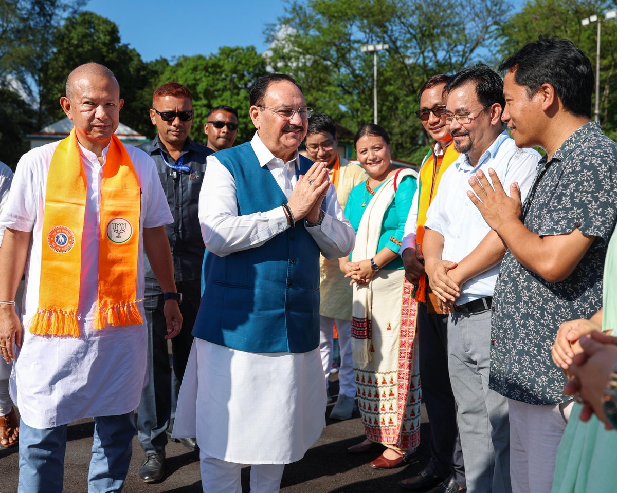 KalingMoyongBJP's tweet photo. Glad to welcome Hon’ble Union Minister of Health & Family Welfare and Union Minister of Chemicals & Fertilizers, Shri @JPNadda Ji, to the Land of the Rising Sun, Arunachal Pradesh, along with State Office Bearers and Morchas.

Heartfelt gratitude to Hon’ble Prime Minister Shri @narendramodi Ji for his unwavering concern and steadfast support for the people of Arunachal Pradesh during this difficult time. Shri J.P. Nadda Ji’s visit to the flash flood and cloudburst-affected areas reflects the Government of India’s commitment to ensuring timely relief, rehabilitation, and all possible assistance to the affected families.

1/2