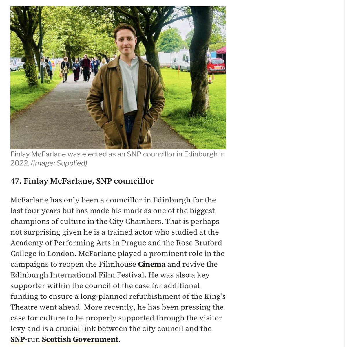 FinlayMcF's tweet photo. What a tremendous honour to be included in this list of so many people who I deeply admire and have the privilege of working with. I am deeply flattered and walking around Edinburgh on a cloud! 

Thank you @heraldscotland. https://t.co/NqH7zPvgPm