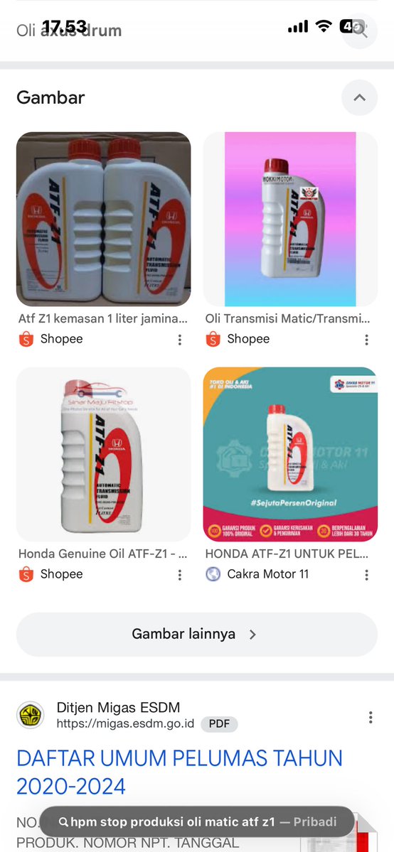 be_em_we323i's tweet photo. STOP PAKE OLI MATIC HONDA ATF Z1 DI MOBIL MATIC KONVENSIONAL (A/T) KARNA HPM UDAH STOP SALE DARI 2011 LALU DAN DI UPGRADE KE ATF DW-1. Penjelasan ada di video, liat sampe habis ya.. Semoga bermanfaat 🙏🏻 https://t.co/PRMkmWvFyL