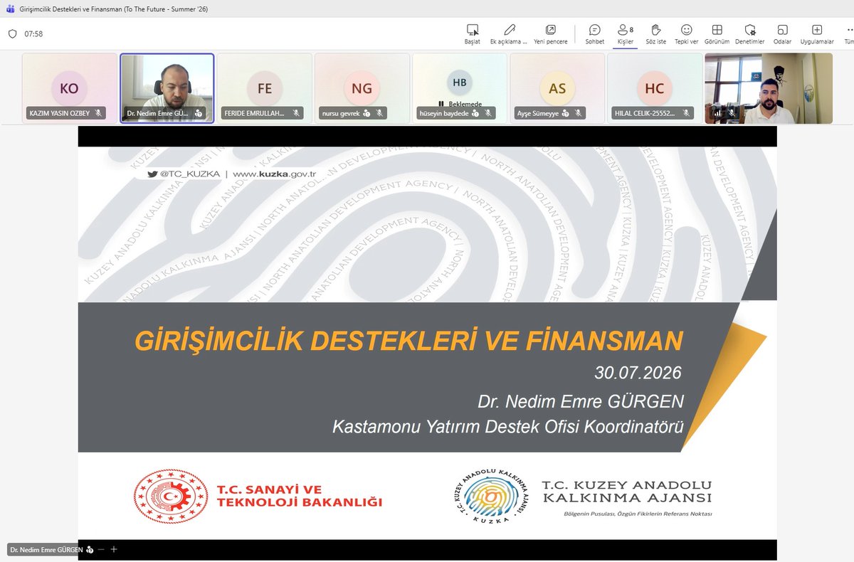 KastamonuTTO's tweet photo. 💡 To The Future Summer’26’nın sekizinci dersinde girişimci adayları; kamu destekleri, hibeler, yatırımcı kaynakları, finansal planlama ve sürdürülebilir finansman modellerini Dr. Nedim Emre Gürgen ile ele aldı.

🔗 https://t.co/df1T2vBNRH https://t.co/17vyVjXbqp