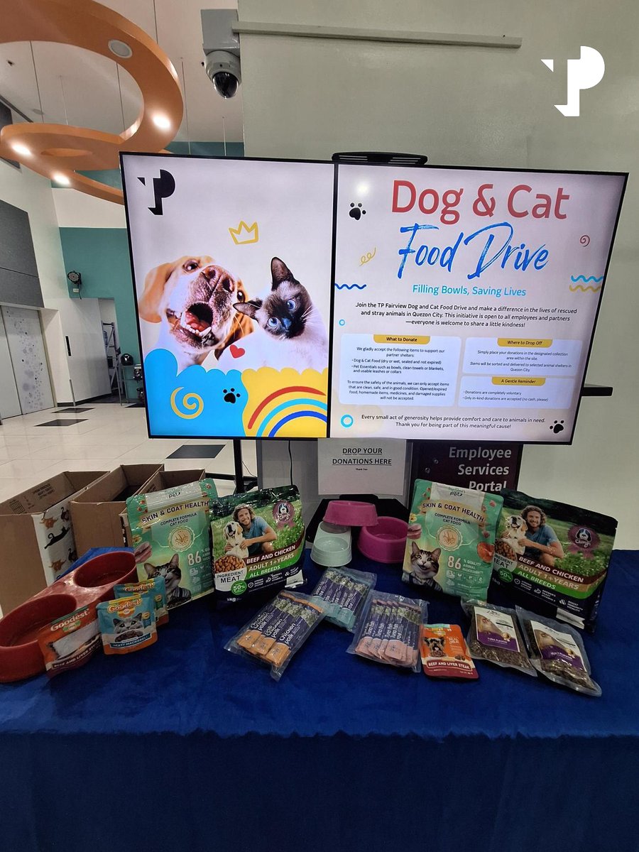 WeAreTPinthePH's tweet photo. TP Fairview came together to support @pawssionproject through our Dog &amp; Cat Food Drive. 🐾   

Because at TP, our commitment to care extends beyond the workplace—and into the communities we serve.    

#WeAreTPPH #TPinthePhilippines #ThursdaysThatCare https://t.co/1Jqgu6so5z