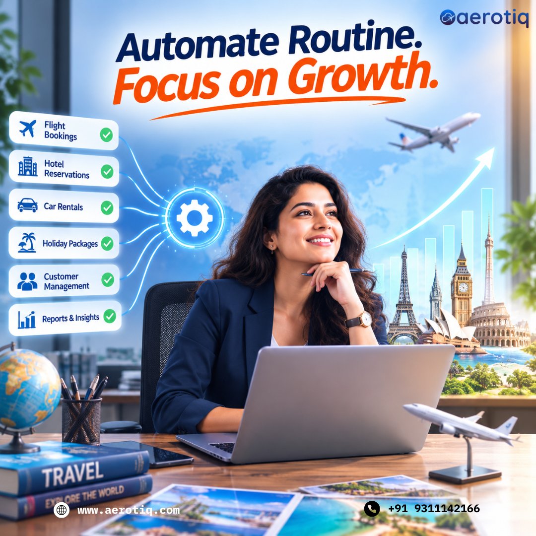 Aerotiq_'s tweet photo. Tired of getting bogged down by manual bookings?
#AerotiQ #TravelTech #BusinessAutomation #TravelAgency #B2BTravel #ScaleYourBusiness #TravelEntrepreneur #SmartBooking #TravelCRM #AgencyGrowth #WorkSmarter #DigitalTransformation #TravelIndustry #AutomateAndGrow #TravelBusiness https://t.co/6XPS3IXQmt