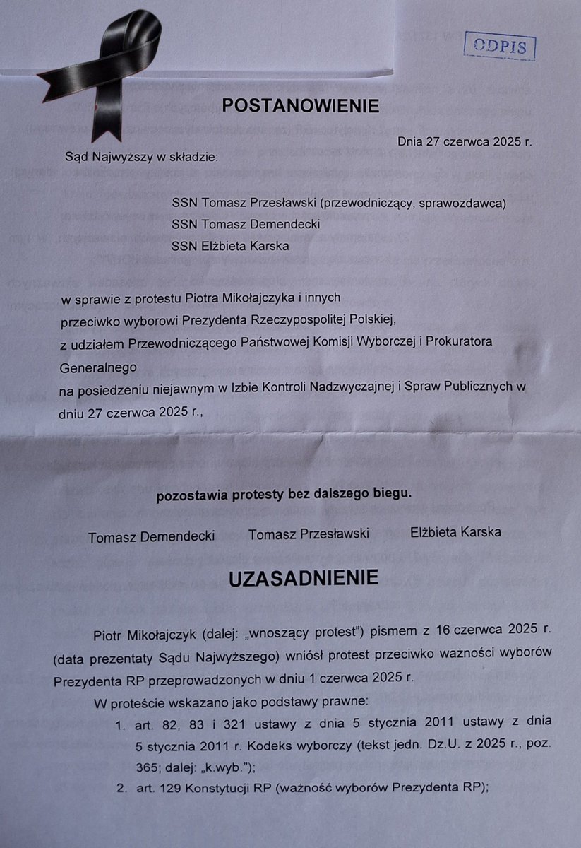 ObserwPatologii's tweet photo. To jakiś kiepski żart, że właśnie dzisiaj przyszło kolejne POSTANOWIENIE w sprawie protestu przeciwko wyborów Prezydenta Rzeczypospolitej Polskiej ‼️‼️‼️

...pozostawia protesty bez żadnego biegu🤬
Kurwa w jakim my żyjemy kraju 🤮
Jprd🤬 https://t.co/nac2Uoyjb7
