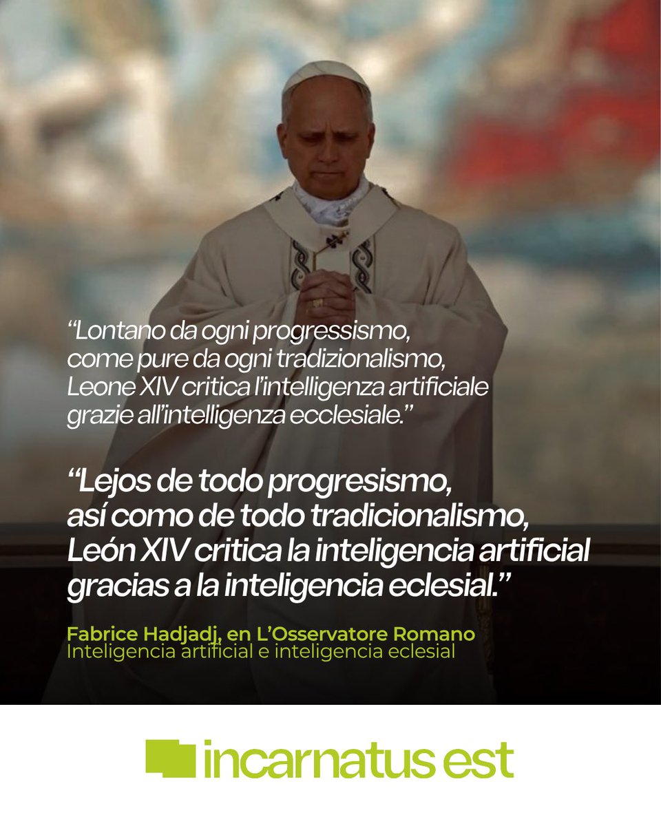 Incarnatus_est's tweet photo. «Cristo no es solo la Cabeza de la Iglesia.
Es también el Señor de la Historia.»

Fabrice Hadjadj, en Inteligencia artificial e inteligencia eclesial, publicado en L’Osservatore Romano a propósito de Magnifica Humanitas.

🔗https://t.co/nAEjdtYhId https://t.co/I0OtHt6z3N