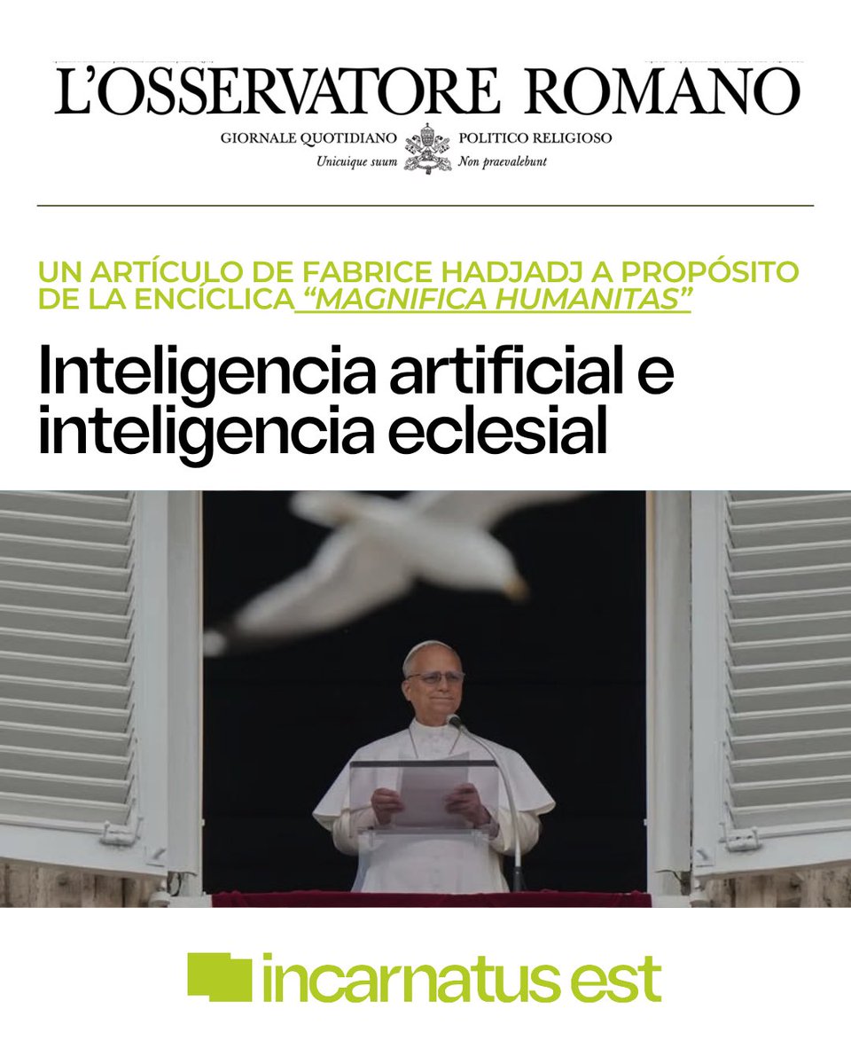 Incarnatus_est's tweet photo. «Cristo no es solo la Cabeza de la Iglesia.
Es también el Señor de la Historia.»

Fabrice Hadjadj, en Inteligencia artificial e inteligencia eclesial, publicado en L’Osservatore Romano a propósito de Magnifica Humanitas.

🔗https://t.co/nAEjdtYhId https://t.co/I0OtHt6z3N