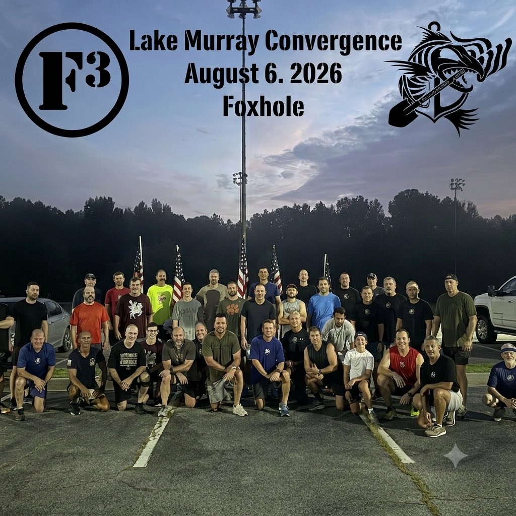 F3LakeMurray's tweet photo. Solid work this morning 👊🏼 🇺🇸 @F3TheRoost @F3GOAT @F3Depot @F3Strut https://t.co/NBu6RvF0VZ