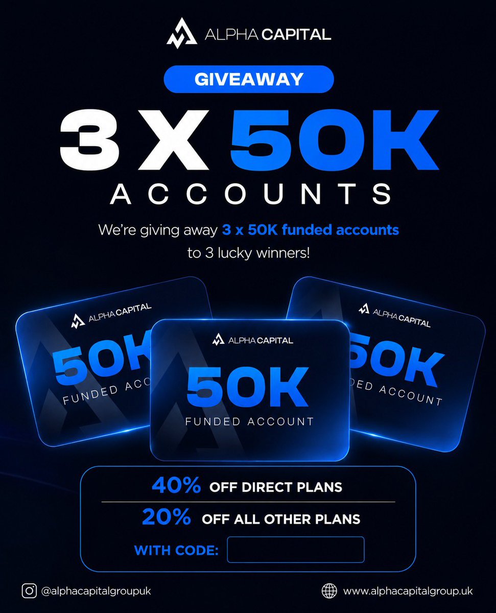 Mr__BlazeFx's tweet photo. 🎁 3 x 50k Account Giveaway 🎁

🔹Follow @Mr__BlazeFx | @Fairy_Pips @AlphaCapitalUK 

🔹Like, RT &amp; Tag 3 traders

Winners in 7 Days  ⏳ https://t.co/XgkIkDbMUX