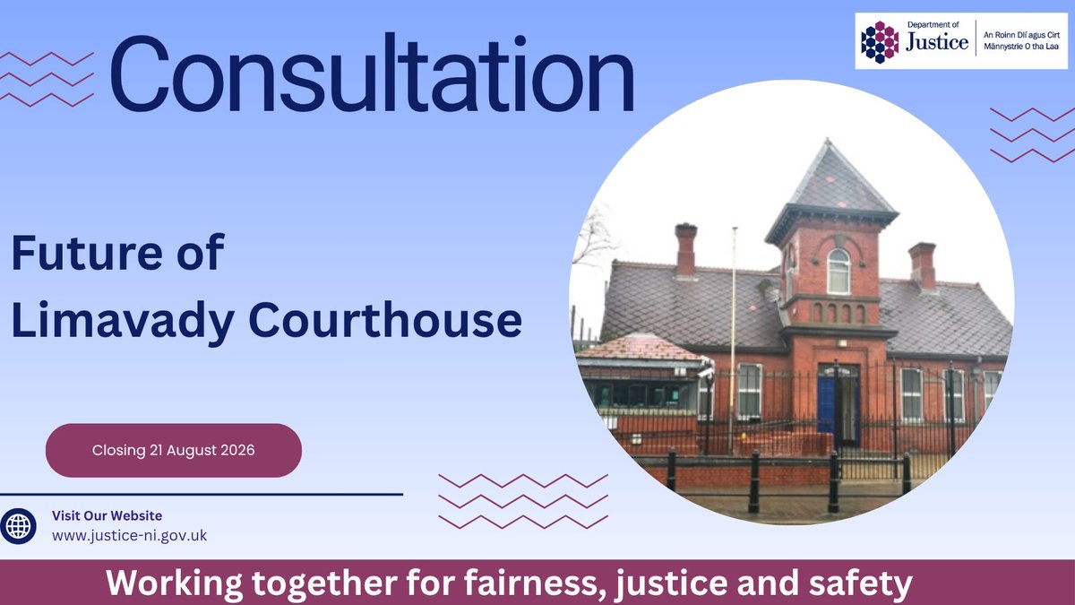Justice_NI's tweet photo. We are seeking your views on a proposal in relation to the future of Limavady Courthouse.

For further information and how to respond visit: https://t.co/YktcZsfw5m https://t.co/NzXiDPJfLd