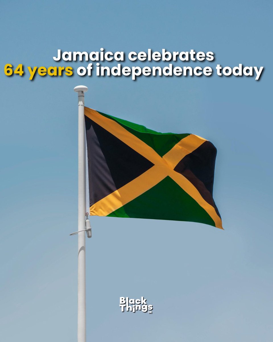 Blackthingsuk's tweet photo. Happy Independence Day, Jamaica! 🇯🇲

Jamaica became independent 64 years ago today. It may be a small island, but there’s no doubt about its global impact. https://t.co/yo2caxZfGq