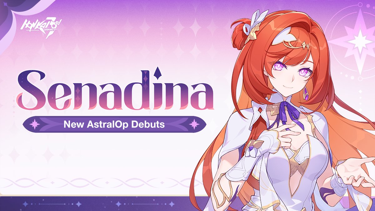 HonkaiImpact3rd's tweet photo. Greetings, Captains! New S-rank AstralOp Senadina is debuting in v9.0. Read on to learn more!
>> https://t.co/tHgaVe0WN8

#Senadina
#HonkaiImpact3rd https://t.co/5GNS2jVKIn
