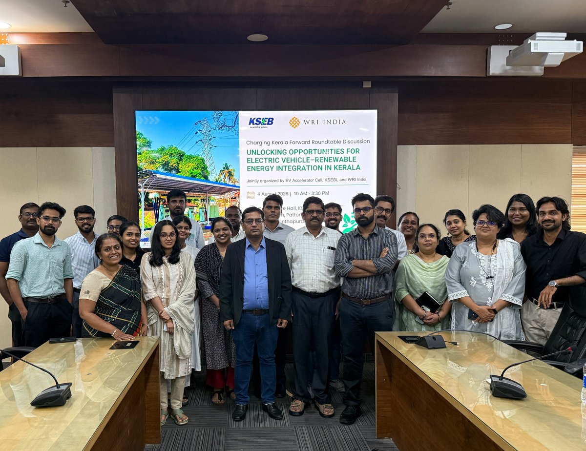 CPPRIndia's tweet photo. CPPR researchers Chaithra and Aishwarya participated in the roundtable discussion on "Unlocking Opportunities for Electric Vehicle–Renewable Energy Integration in Kerala", organised by the EV Accelerator Cell, KSEBL, and WRI India at Vydyuthi Bhavanam, Thiruvananthapuram.

The discussion brought together key stakeholders from the energy and mobility ecosystem to explore pathways for integrating Kerala's growing electric vehicle ecosystem with renewable energy, fostering a cleaner, more resilient, and sustainable transport future.

#CPPR #ElectricVehicles #RenewableEnergy #Kerala #SustainableMobility #UrbanMobility #EnergyTransition #CleanEnergy
