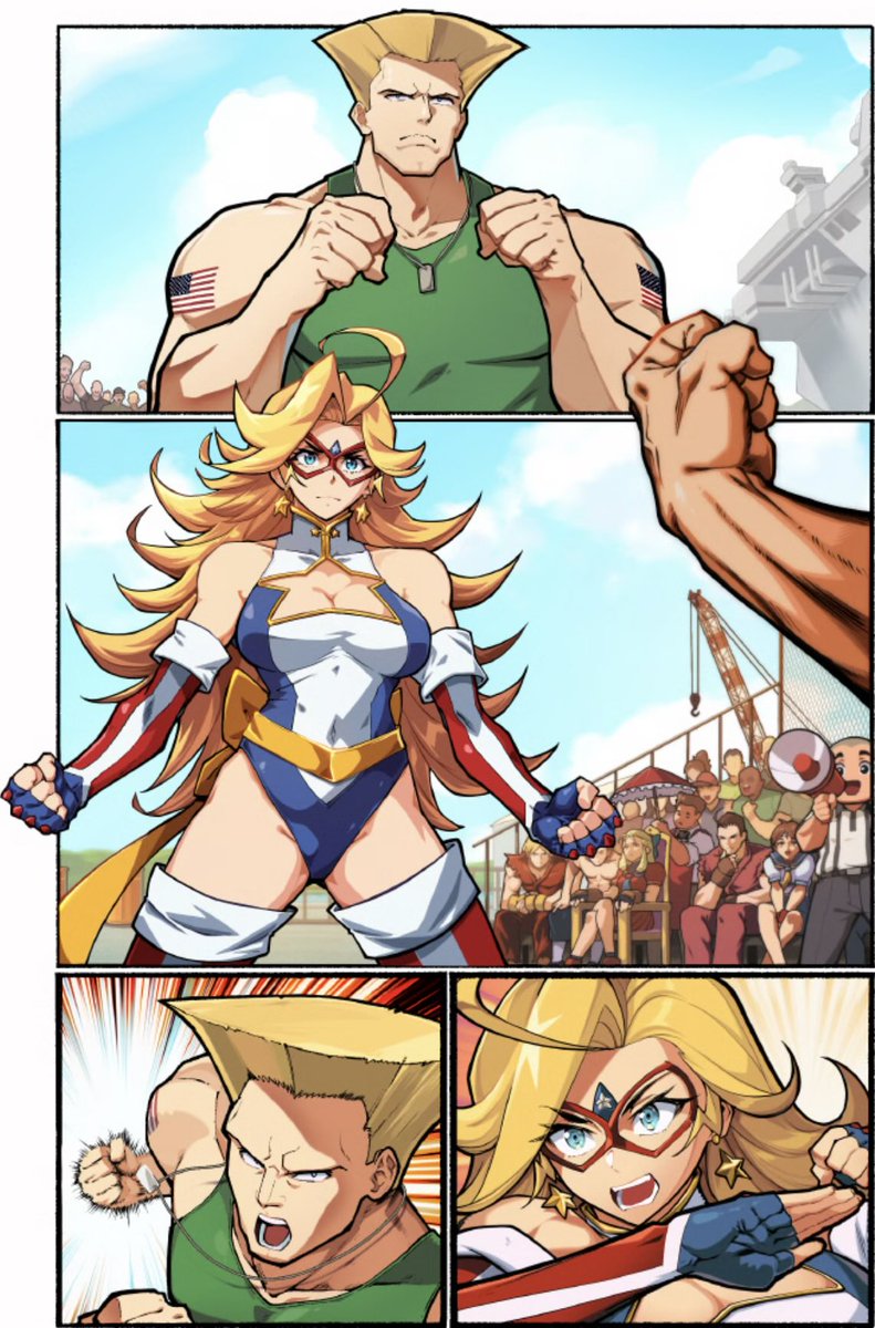 KamenKuro39's tweet photo. The 1st #ThursdayThunder of AUGUST
With some matchups shown through some previews of the KAMEN AMERICA x STREET FIGHTER Crossover: Carly  vs Guile, Lightning  vs Sonic Boom which these patriotic warriors will come out on top?
#KamenAmerica #StreetFighter #Udon https://t.co/KKGgbNoKoD