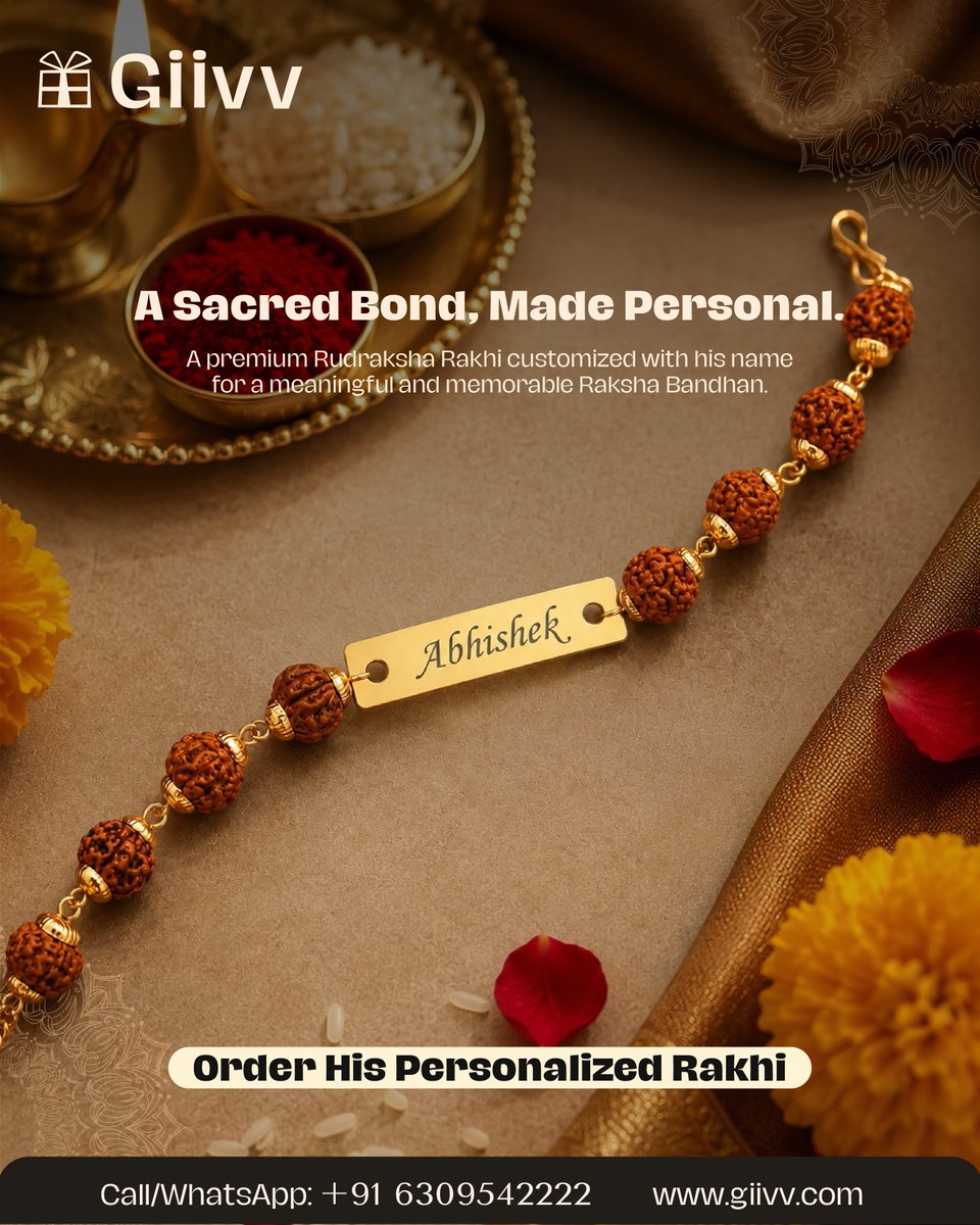 giivv_com's tweet photo. Make Raksha Bandhan truly personal with name, photo, Rudraksha and Evil Eye Rakhis made just for him. ❤️

Shop: https://t.co/8I6aITOw2e
WhatsApp: +91 6309542222
#GIIVV #RakshaBandhan #PersonalizedRakhi #GiftForBrother https://t.co/3HEf8SDZUB