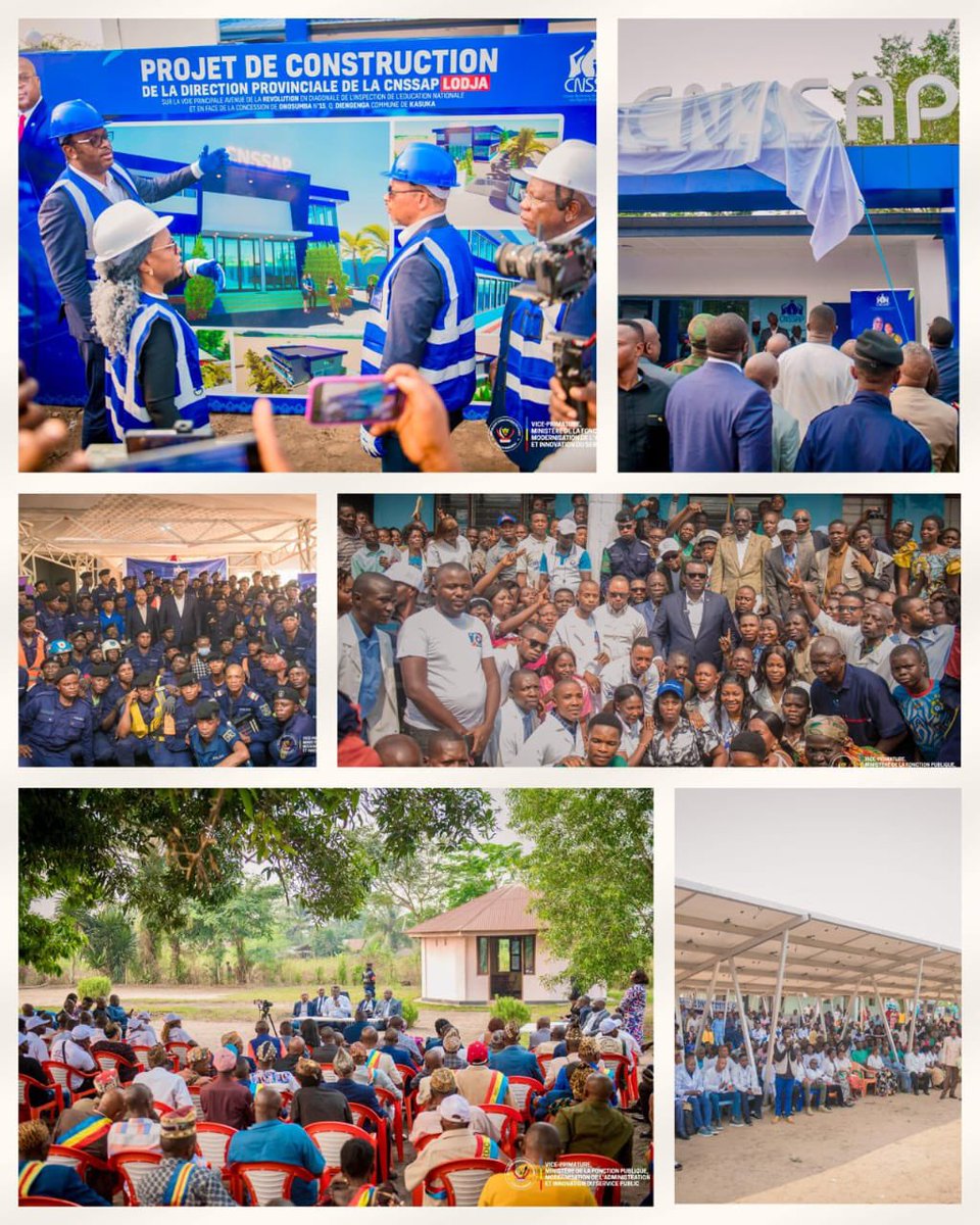 joemongombe's tweet photo. 🇨🇩 #Sankuru | À Lodja, le VPM @LihauEbua a expliqué les réformes CNSSAP (retraite, invalidité, survivants, funérailles) aux soignants, militaires &amp; polis. Pose d la 1ᵉʳᵉ pierre du siège CNSSAP &amp; lancement d l’agence provisoire. #FaraFara :échanges directs &amp; réponses concrètes. https://t.co/9TihSBXaqd