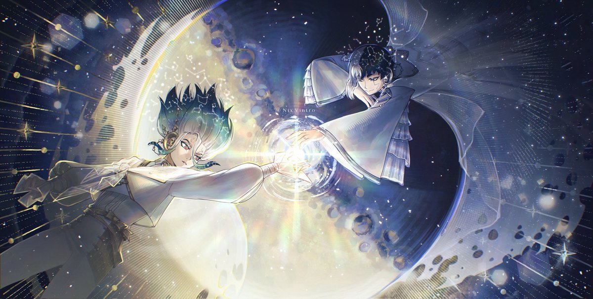 NixVintro's tweet photo. Moon Guardians 
When two sides collide 🌗

#DrSTONE #sengen #千ゲ https://t.co/njwRG6tTp9